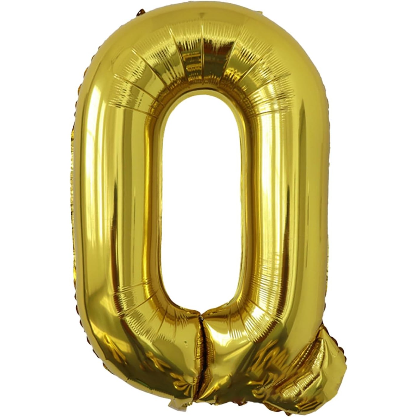 Litere - Balon Folie Metalizata Litera Q, 80 cm, Umflati cu Heliu sau Aer, Ambalaj Individual, Pai inclus, Auriu