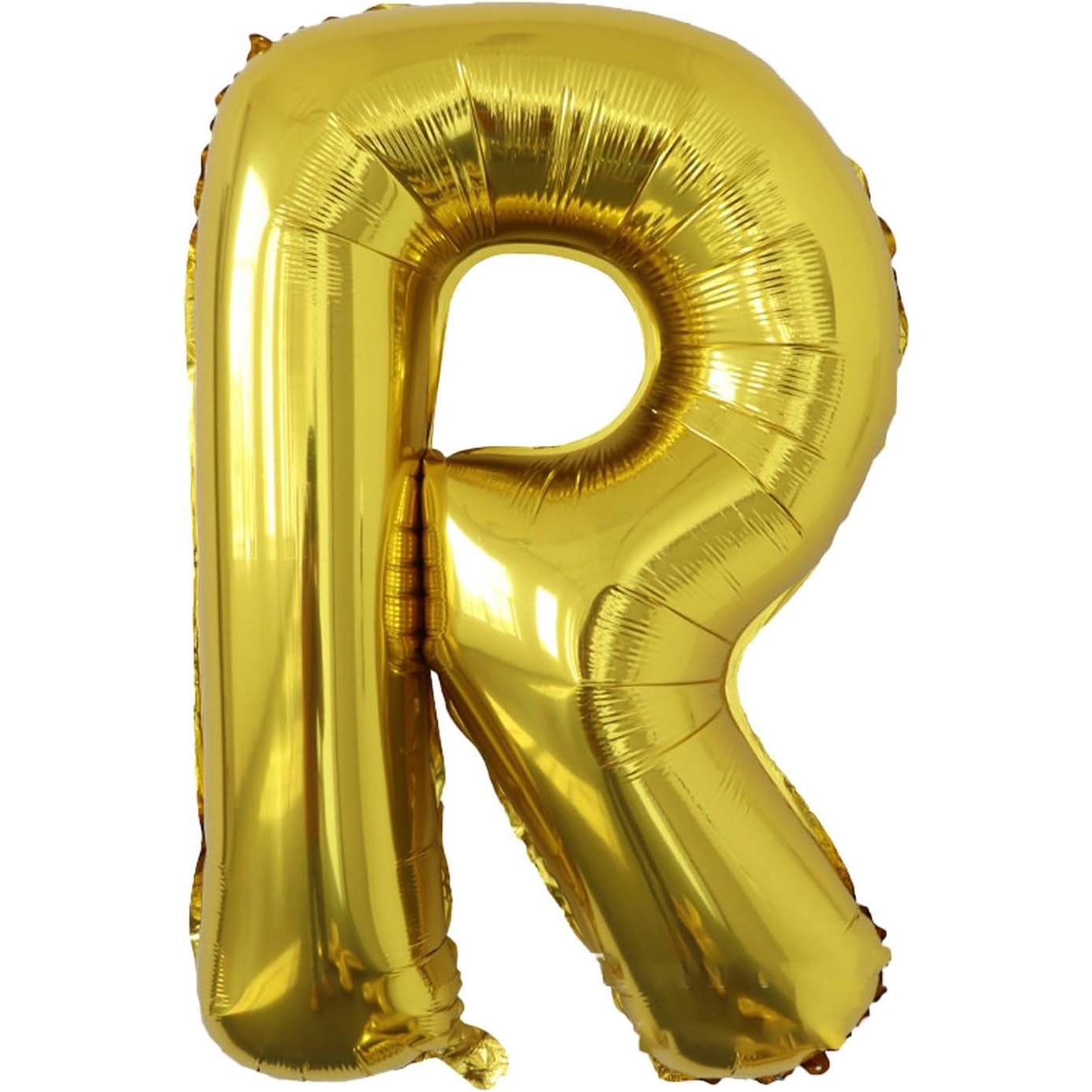 Litere - Balon Folie Metalizata Litera R, 80 cm, Umflati cu Heliu sau Aer, Ambalaj Individual, Pai inclus, Auriu