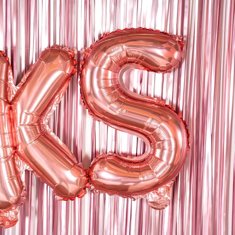 Balon Folie Metalizata Litera S, 40 cm, Umflati cu Heliu sau Aer, Ambalaj Individual, Pai inclus, Rose Gold [3]