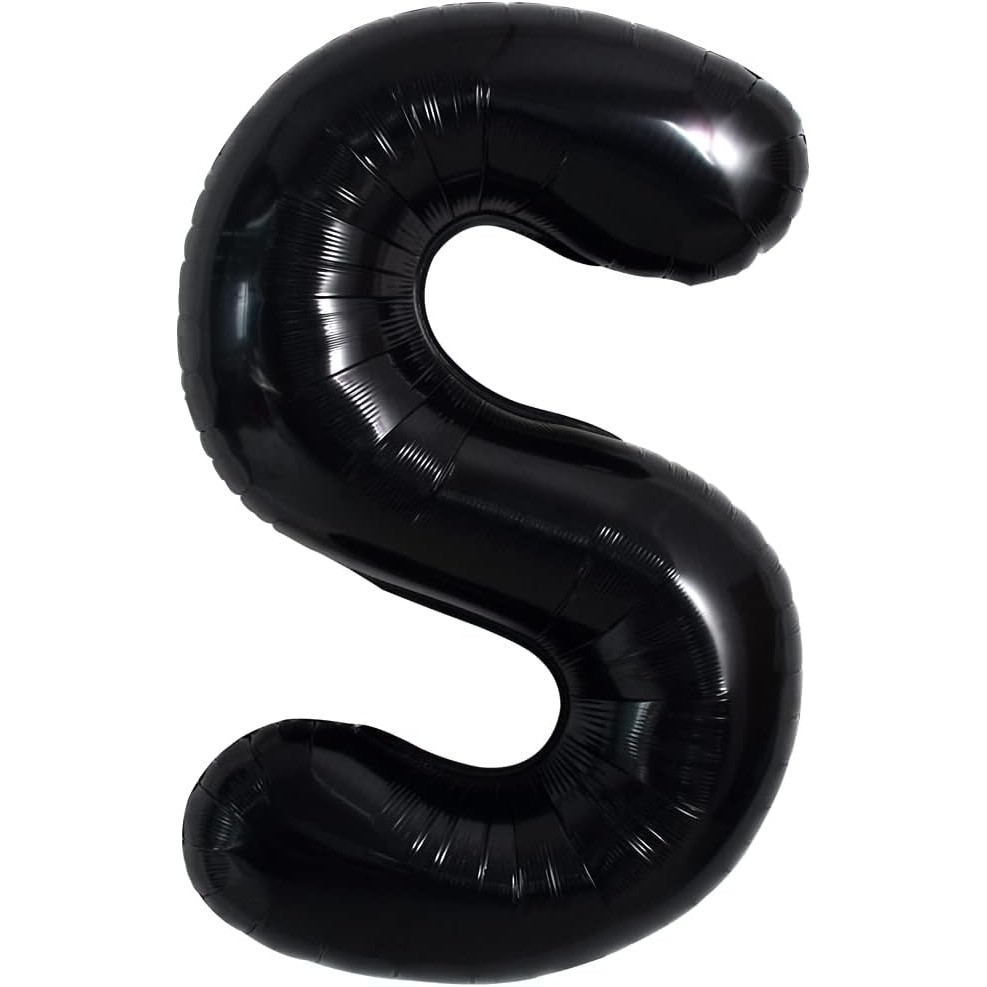 Balon Folie Metalizata Litera S, 40 cm, Umflati cu Heliu sau Aer, Ambalaj Individual, Pai inclus, Negru [4]