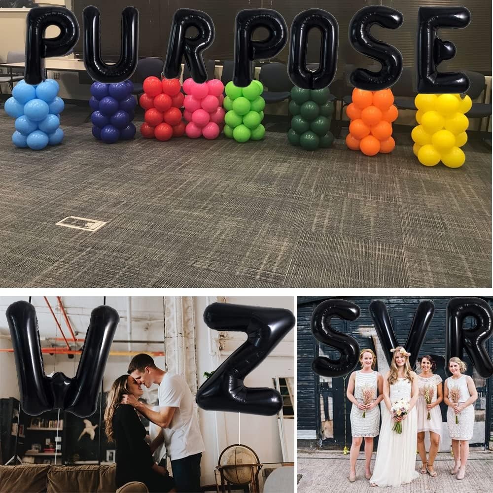 Balon Folie Metalizata Litera S, 40 cm, Umflati cu Heliu sau Aer, Ambalaj Individual, Pai inclus, Negru [5]