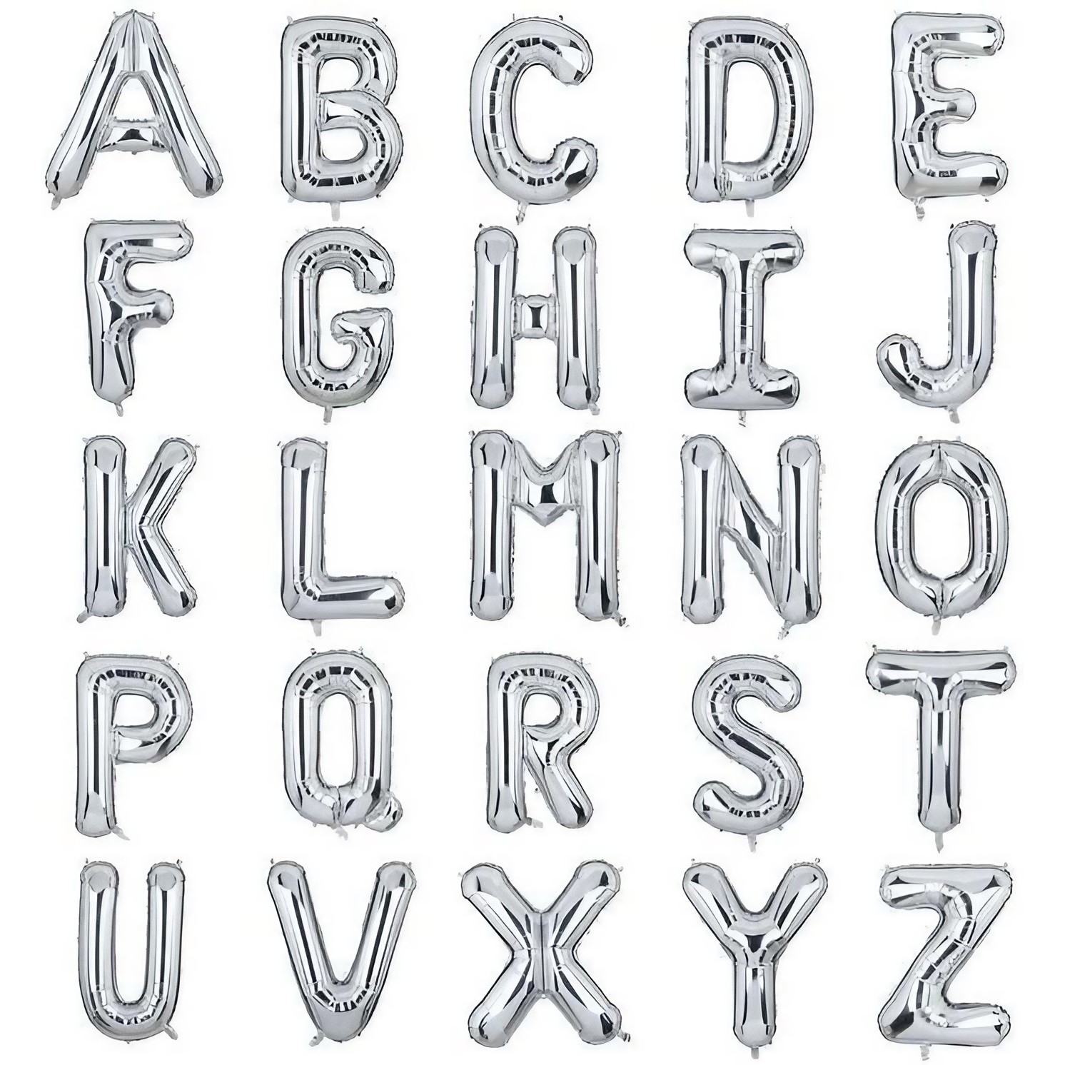 Balon Folie Metalizata Litera S, 80 cm, Umflati cu Heliu sau Aer, Ambalaj Individual, Pai inclus, Argintiu [2]