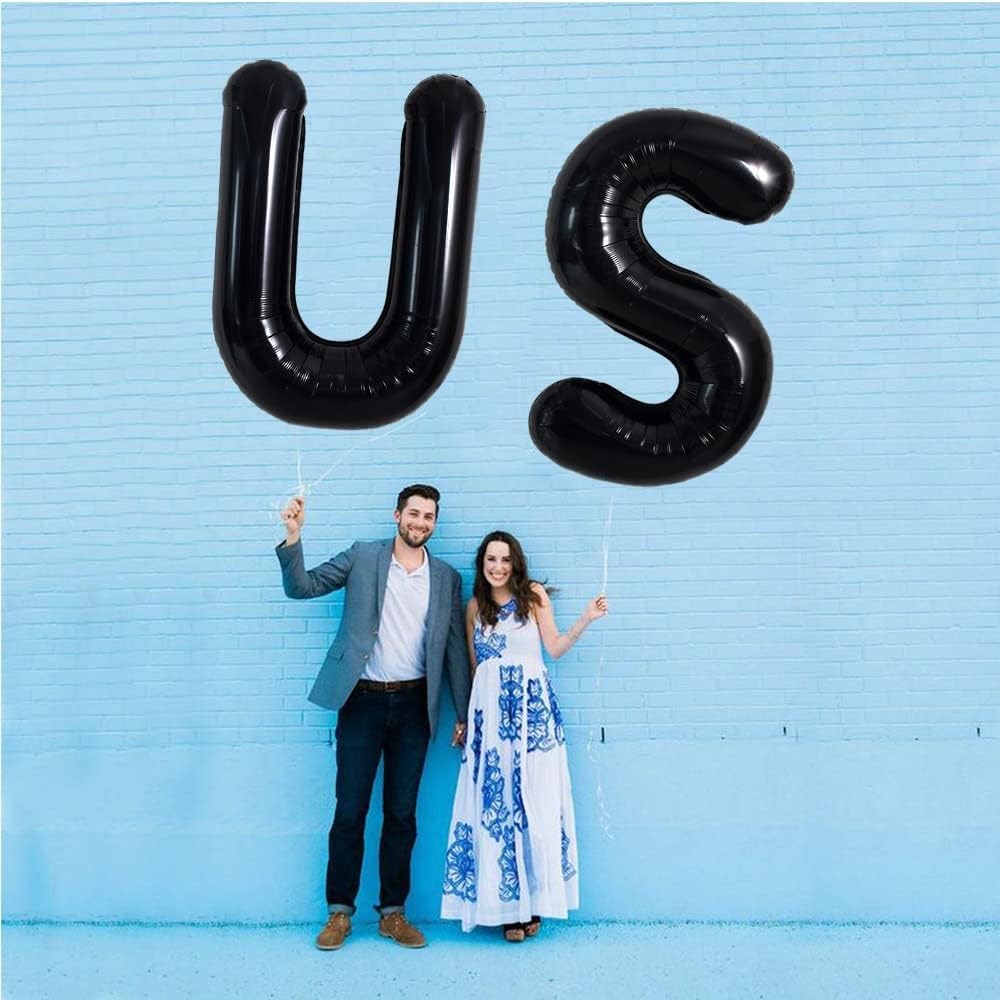 Balon Folie Metalizata Litera U, 40 cm, Umflati cu Heliu sau Aer, Ambalaj Individual, Pai inclus, Negru [4]
