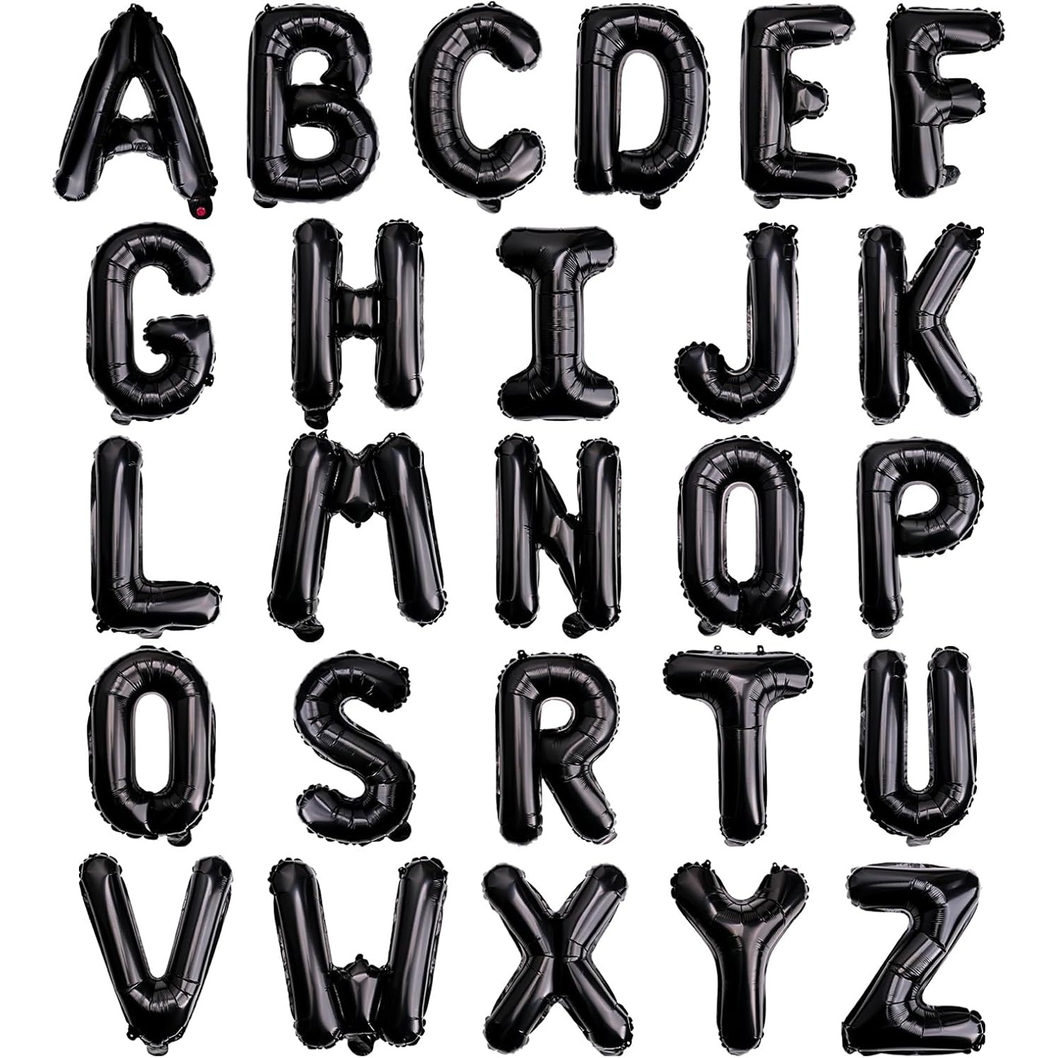 Balon Folie Metalizata Litera U, 40 cm, Umflati cu Heliu sau Aer, Ambalaj Individual, Pai inclus, Negru [1]