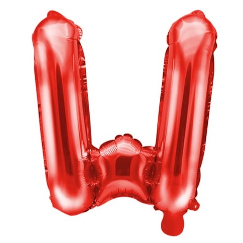 Litere - Balon Folie Metalizata Litera W, 40 cm, Umflati cu Heliu sau Aer, Ambalaj Individual, Pai inclus, Rosu