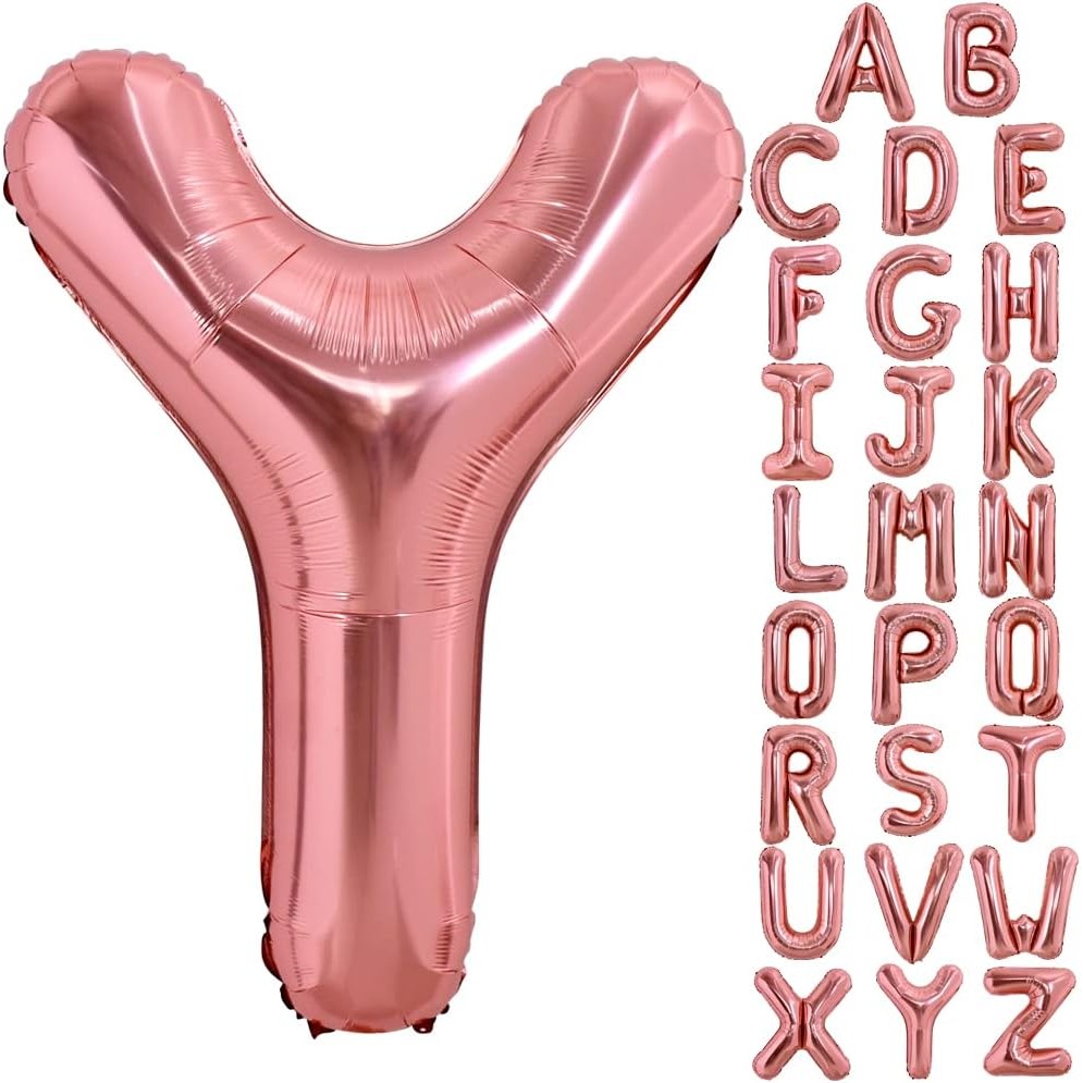 Balon Folie Metalizata Litera Y, 100 cm, Umflati cu Heliu sau Aer, Ambalaj Individual, Pai inclus, Rose Gold [7]