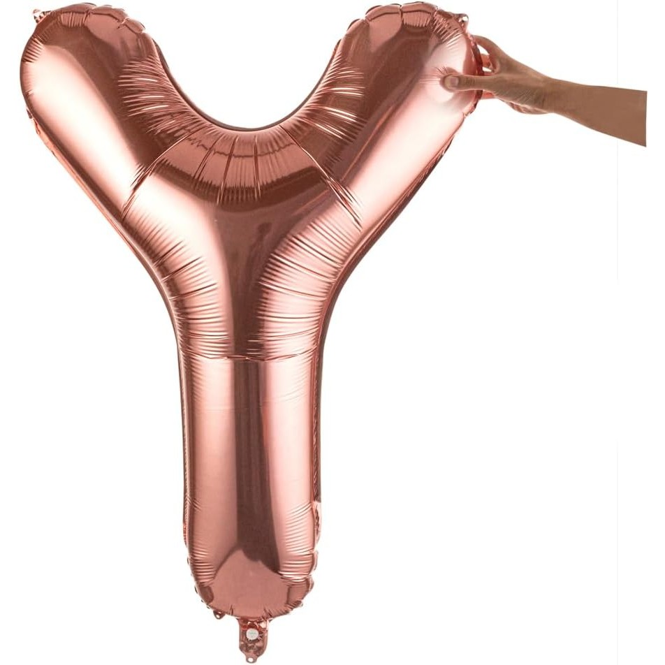 Balon Folie Metalizata Litera Y, 100 cm, Umflati cu Heliu sau Aer, Ambalaj Individual, Pai inclus, Rose Gold [4]