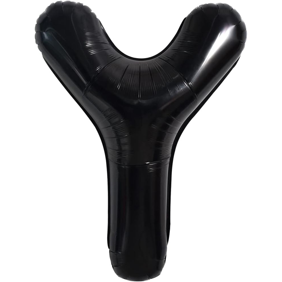 Balon Folie Metalizata Litera Y, 40 cm, Umflati cu Heliu sau Aer, Ambalaj Individual, Pai inclus, Negru [5]