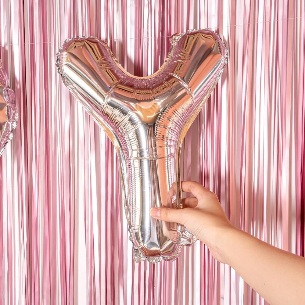 Balon Folie Metalizata Litera Y, 40 cm, Umflati cu Heliu sau Aer, Ambalaj Individual, Pai inclus, Argintiu [3]