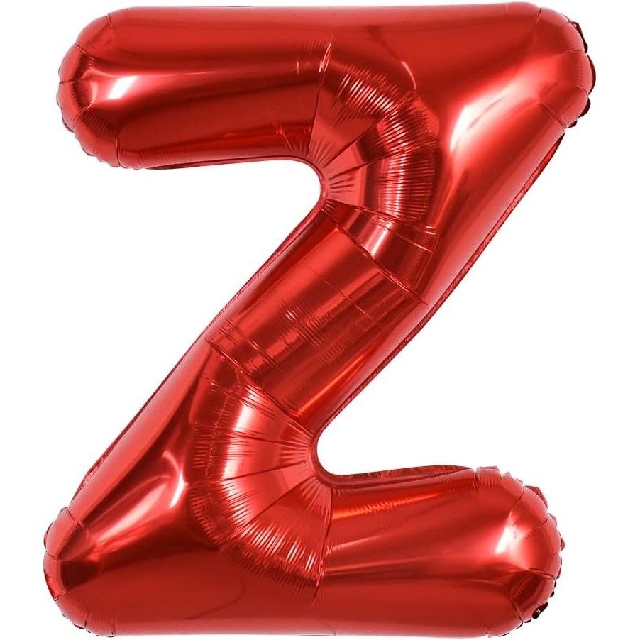 Litere - Balon Folie Metalizata Litera Z, 40 cm, Umflati cu Heliu sau Aer, Ambalaj Individual, Pai inclus, Rosu