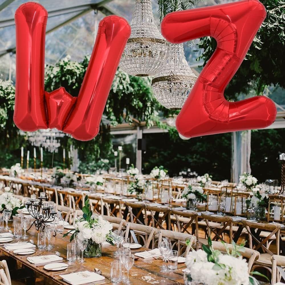 Balon Folie Metalizata Litera Z, 40 cm, Umflati cu Heliu sau Aer, Ambalaj Individual, Pai inclus, Rosu [3]