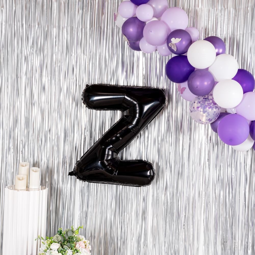 Balon Folie Metalizata Litera Z, 40 cm, Umflati cu Heliu sau Aer, Ambalaj Individual, Pai inclus, Negru [2]