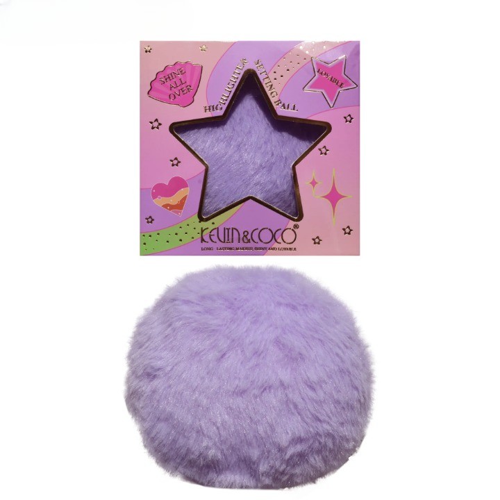 Aplicator pentru Iluminator/Pudra, Tip Buretel Pufos, Kevin &amp; Coco, 9.6 x 9.6 x 7.2cm, Mov [2]