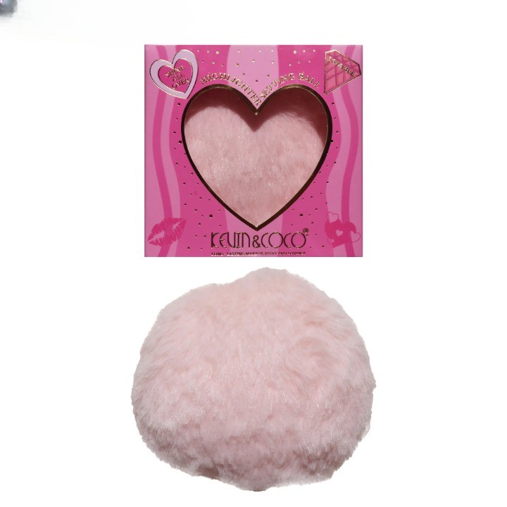 Aplicator pentru Iluminator/Pudra, Tip Buretel Pufos, Kevin &amp; Coco, 9.6 x 9.6 x 7.2cm, Roz [2]