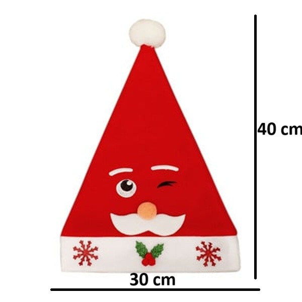 Caciula de Mos Craciun, Model 3 Mos Craciun cu Mustata, Marime Universala, Material Textil, 30 x 40 cm, Alb/Rosu [1]