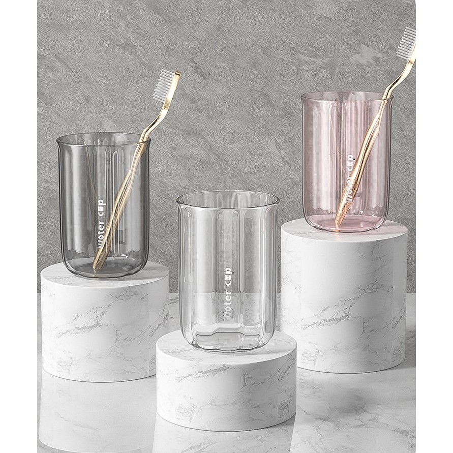 Cana de Apa pentru Clatit, pentru Periuta de Dinti, 200 ml, 10.4 x 7.3 cm, Roz Transparent [4]