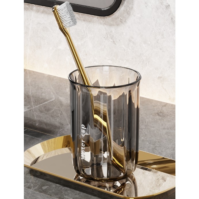 Cana de Apa pentru Clatit, pentru Periuta de Dinti, 200 ml, 10.4 x 7.3 cm, Gri Transparent [2]