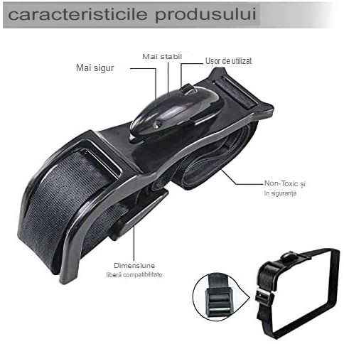 Deviator Centura de Siguranta, pentru Burtica Gravidelor, Universal, Ajustabil, 21x6 cm, Model Delfin Negru [5]