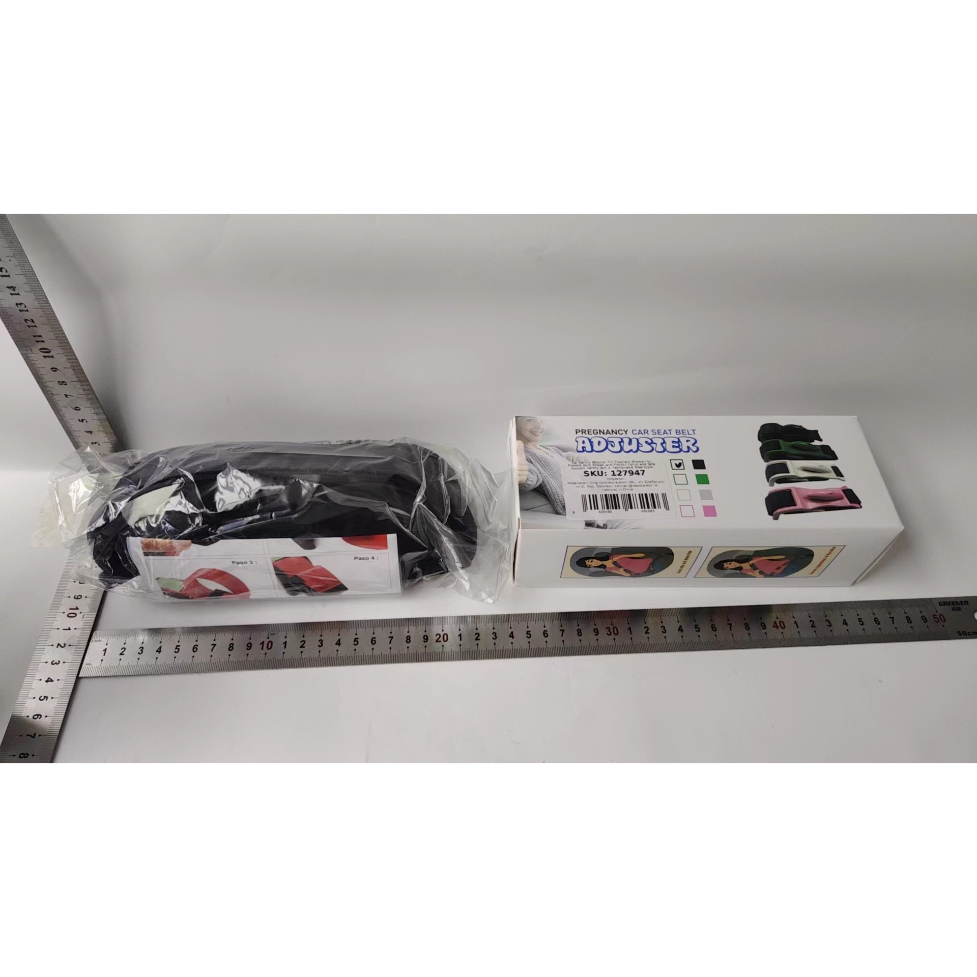 Deviator Centura de Siguranta, pentru Burtica Gravidelor, Universal, Ajustabil, 21x6 cm, Model Delfin Negru [10]