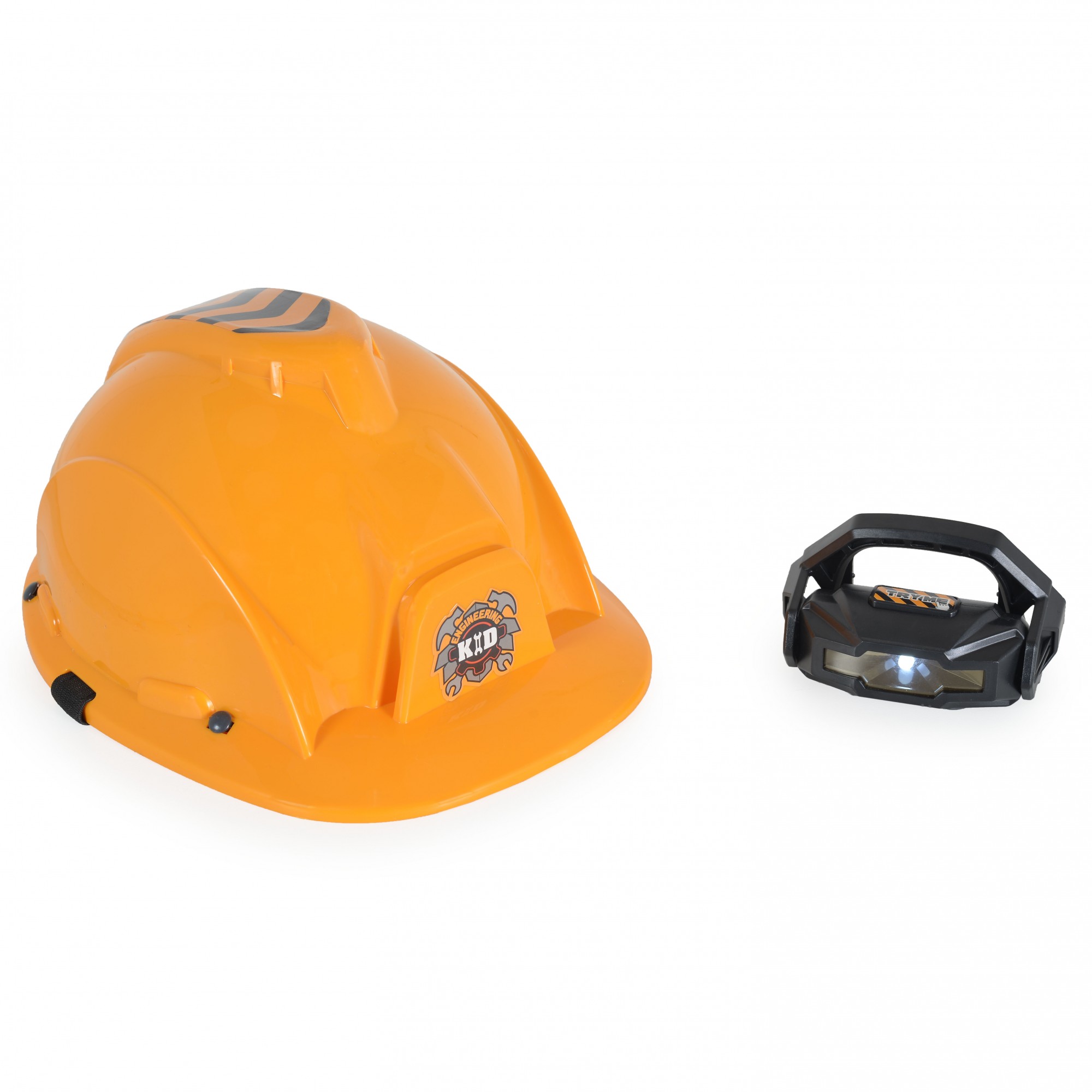 Casca Protectie cu Lanterna de Jucarie pentru Copii, Material Plastic, Interactiv, Distractiv, 29.5x19.5x6.5 cm, Portocaliu [4]