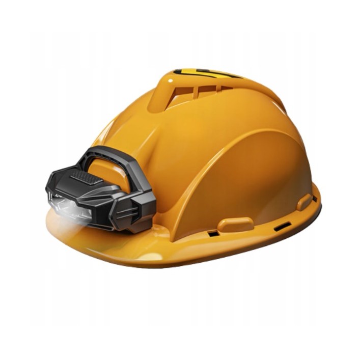 Articole pentru Copii - Casca Protectie cu Lanterna de Jucarie pentru Copii, Material Plastic, Interactiv, Distractiv, 29.5x19.5x6.5 cm, Portocaliu