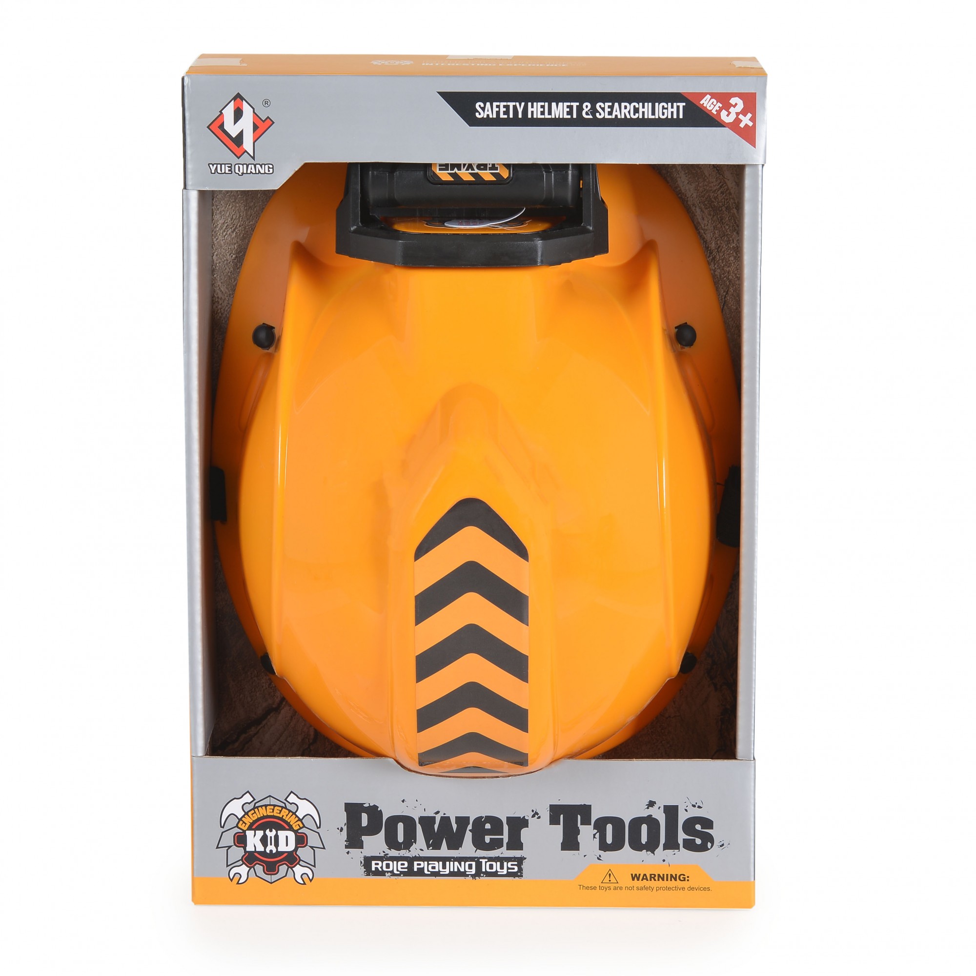 Casca Protectie cu Lanterna de Jucarie pentru Copii, Material Plastic, Interactiv, Distractiv, 29.5x19.5x6.5 cm, Portocaliu [2]