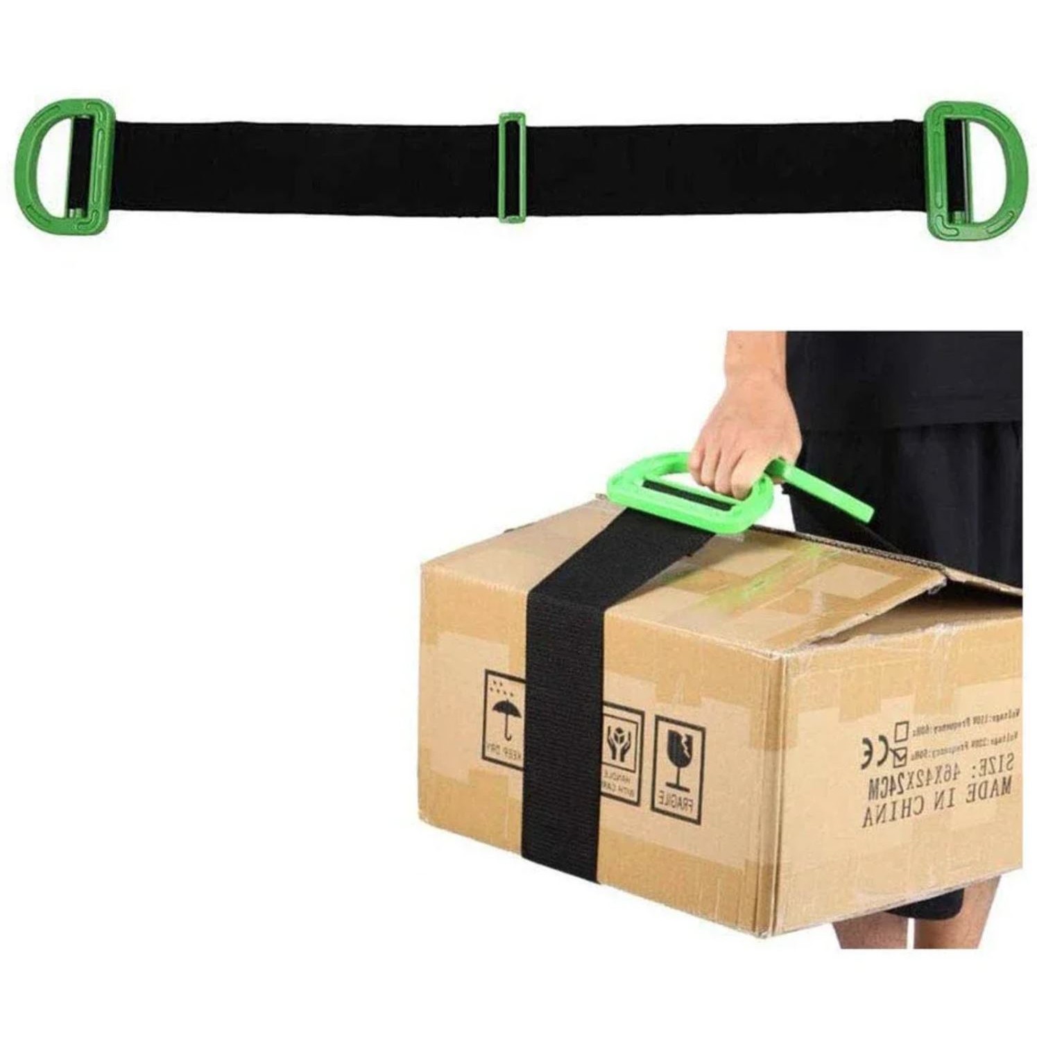 Chinga Tip Banda Elastica Pentru Transportul Obiectelor Grele, Lungime Maxima 1.7 m, Greutate de Sustinere 100 kg, Negru/Verde [1]