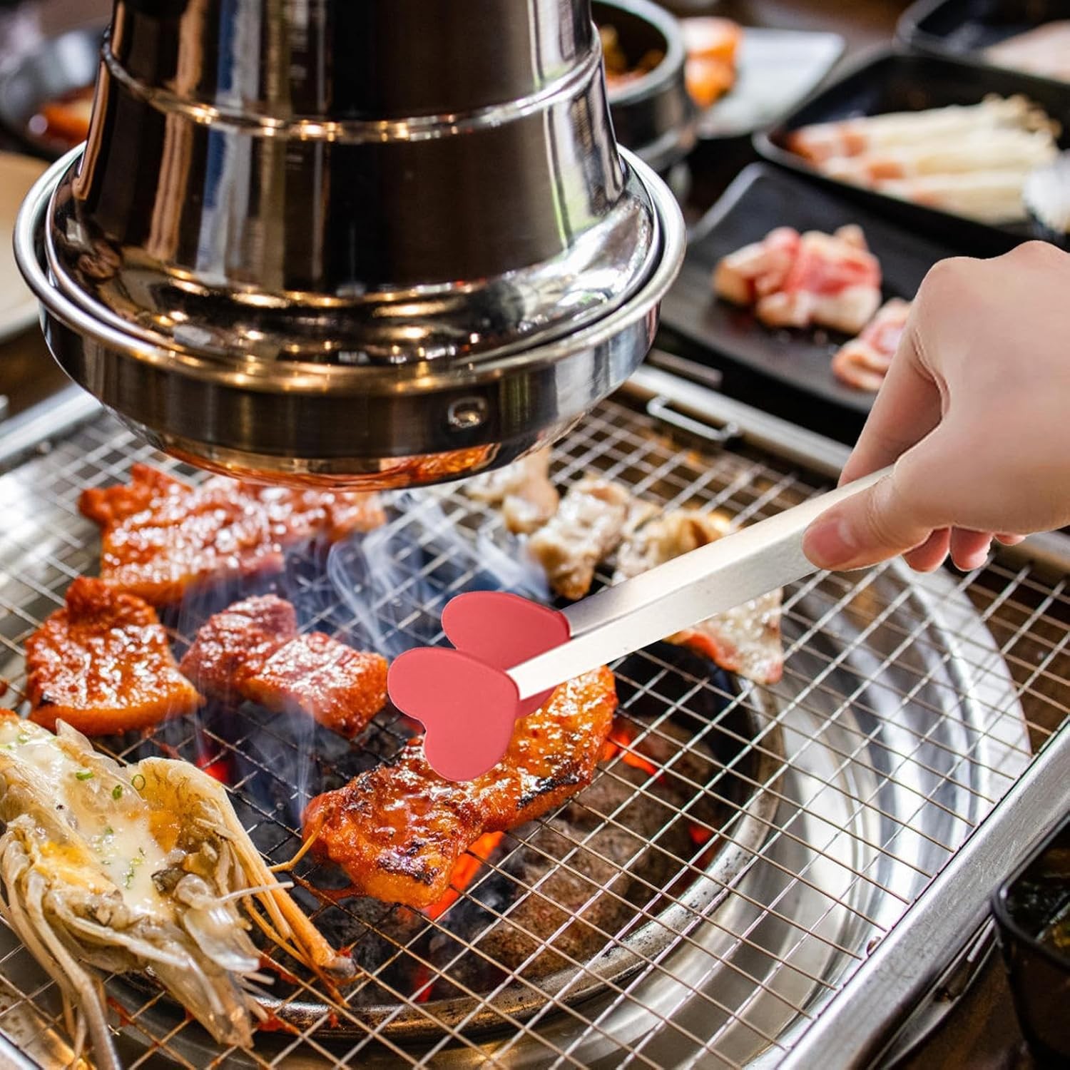 Cleste Creativ pentru Mancare, Model Inimioare din Silicon, 14.5x3 cm, Rezistent la Temperaturi Inalte si Coroziune, Rosu [7]