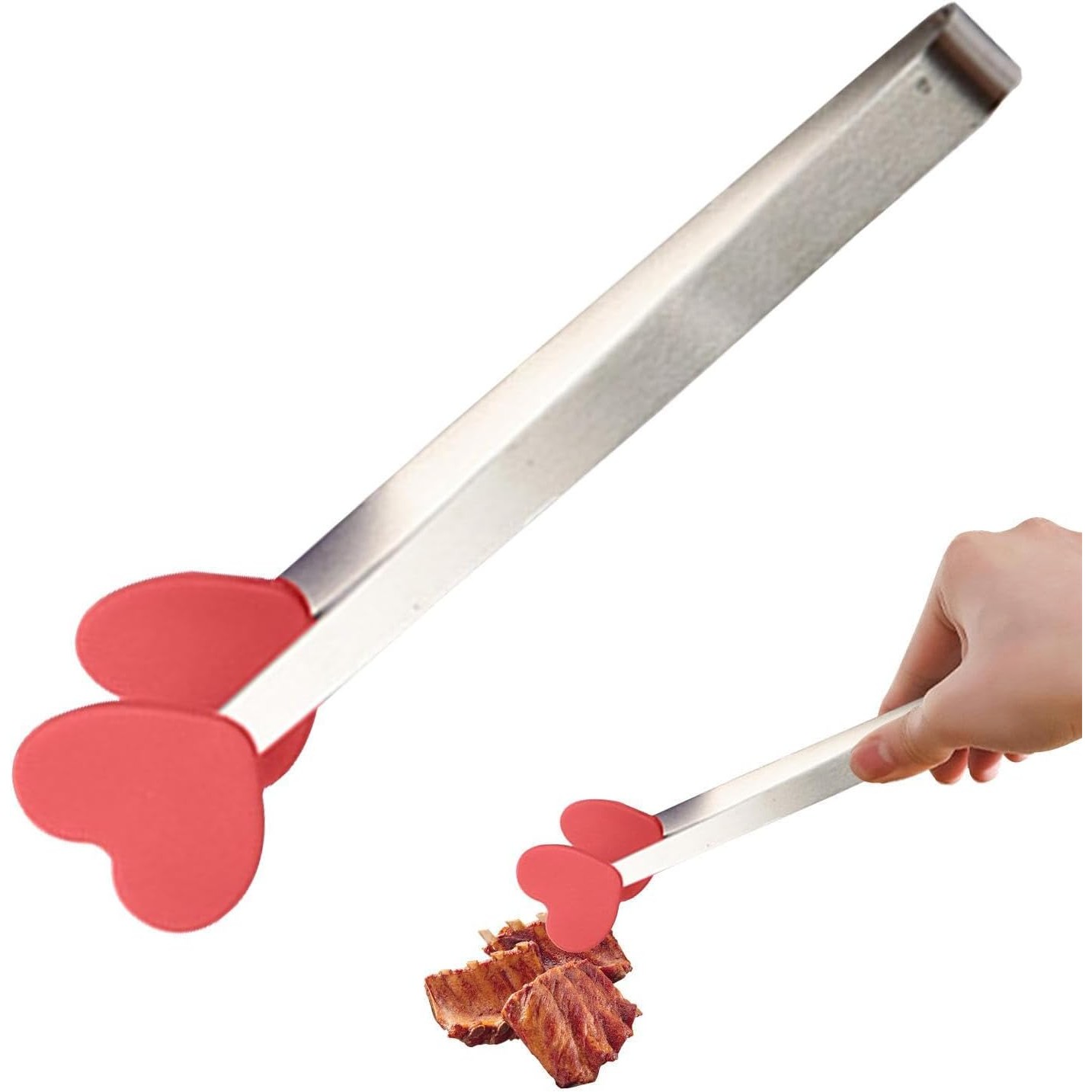 Cleste Creativ pentru Mancare, Model Inimioare din Silicon, 14.5x3 cm, Rezistent la Temperaturi Inalte si Coroziune, Rosu [6]