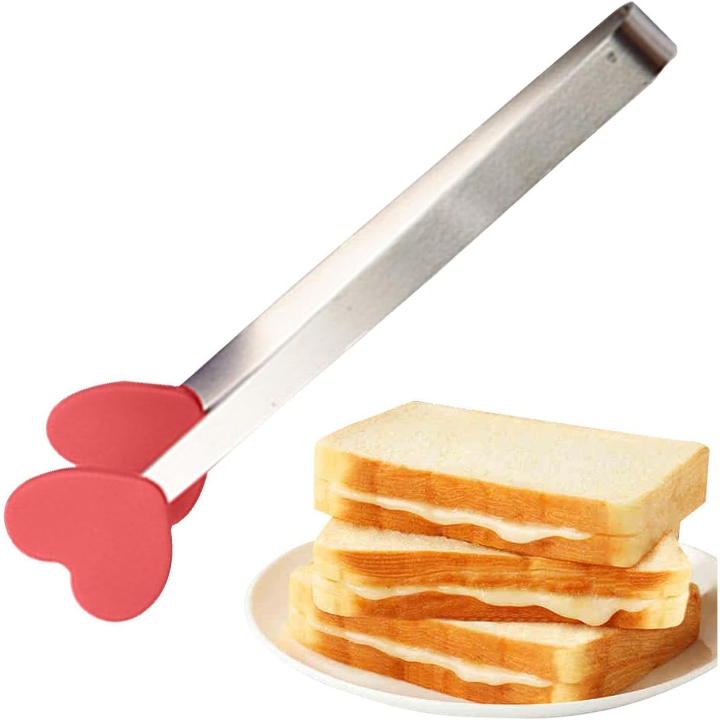 Cleste Creativ pentru Mancare, Model Inimioare din Silicon, 14.5x3 cm, Rezistent la Temperaturi Inalte si Coroziune, Rosu [9]