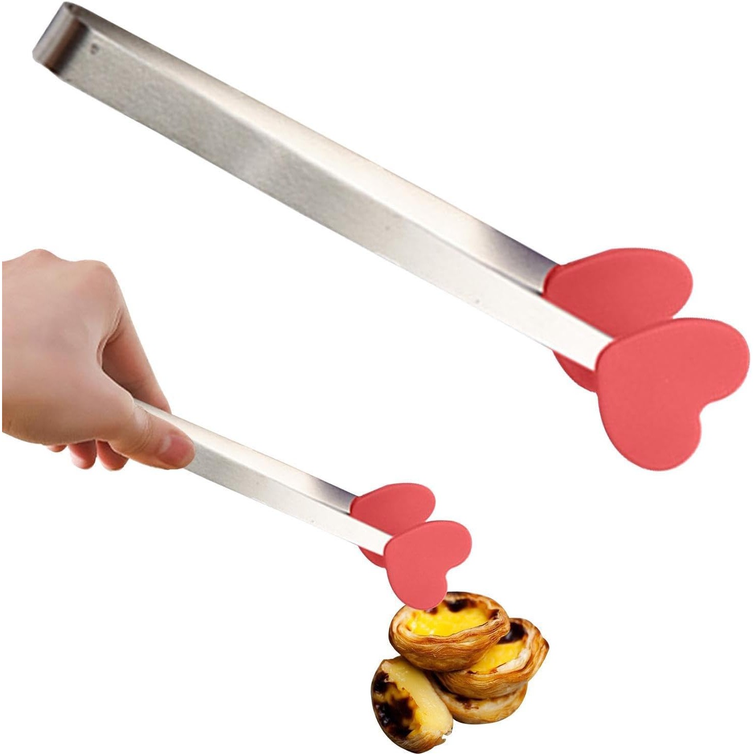 Cleste Creativ pentru Mancare, Model Inimioare din Silicon, 14.5x3 cm, Rezistent la Temperaturi Inalte si Coroziune, Rosu [4]