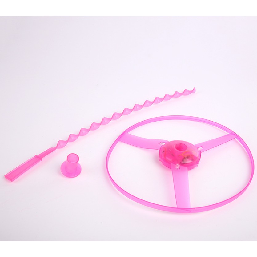 Jucarie Disc Zburator, Distractiv pentru Copii, Aruncator Manual din Plastic, cu Lumini, Roz [3]