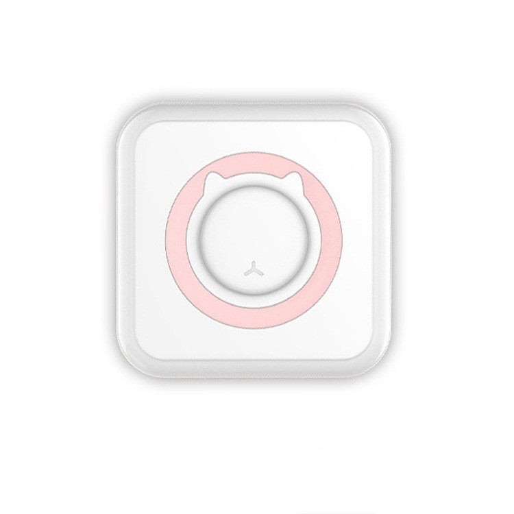 Mini Imprimanta Foto Portabila, 5 Role de Hartie Termica, 5 Role Autocolante, 3 Role Colorate, Pixuri, Incarcare USB, Model Pisica, Alb Roz [4]