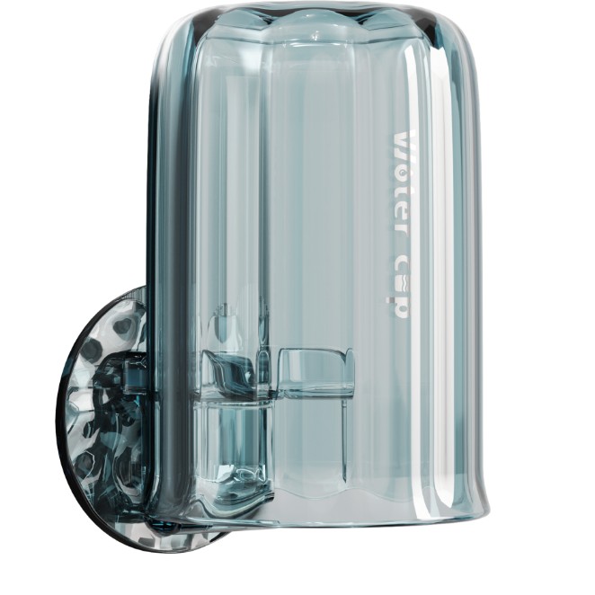 Articole pentru baie - Suport Multifunctional 2 in 1, Pahar si Suport pentru Periuta de Dinti, Plastic, Dimensiune: 10.4 x 7.3 x 7.3 cm, Albastru