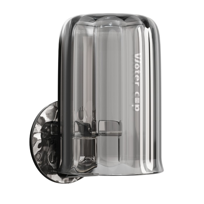 Articole pentru baie - Suport Multifunctional 2 in 1, Pahar si Suport pentru Periuta de Dinti, Plastic, Dimensiune: 10.4 x 7.3 x 7.3 cm, Gri