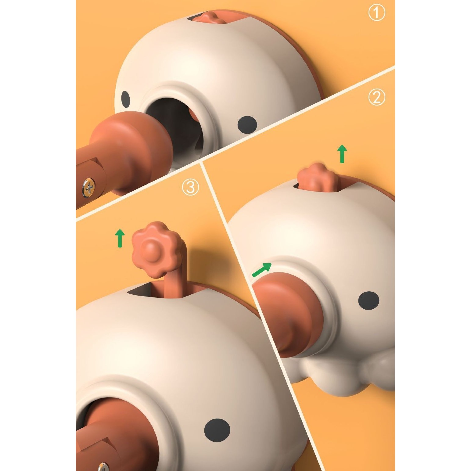 Opritor de u?? animat, din silicon, cu prindere de podea, anti-coliziune, 5.5 x 5.5 x 5.5cm, Portocaliu [1]