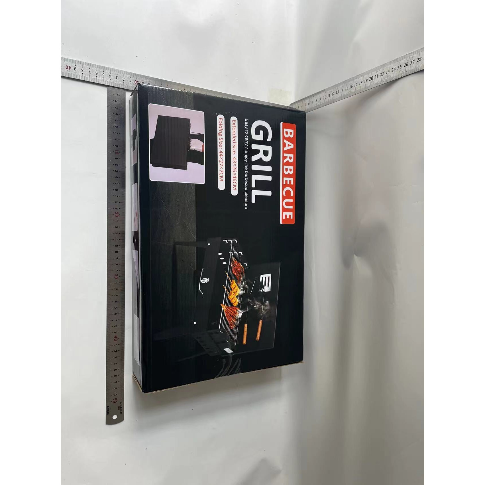 Gratar Portabil, Pliabil, Tip Servieta, cu Accesorii pentru Gatit Incluse, Confectionat din Metal, 46x43x26 cm, Negru [1]