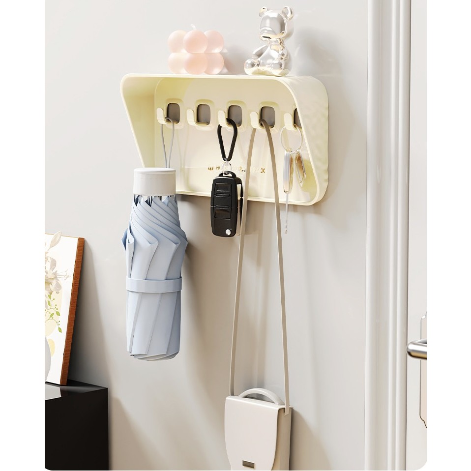 Raft de Depozitare cu Carlig, Pentru Chei, Bijuterii, 20.3 x 4.6 x 10.3 cm, Alb [2]