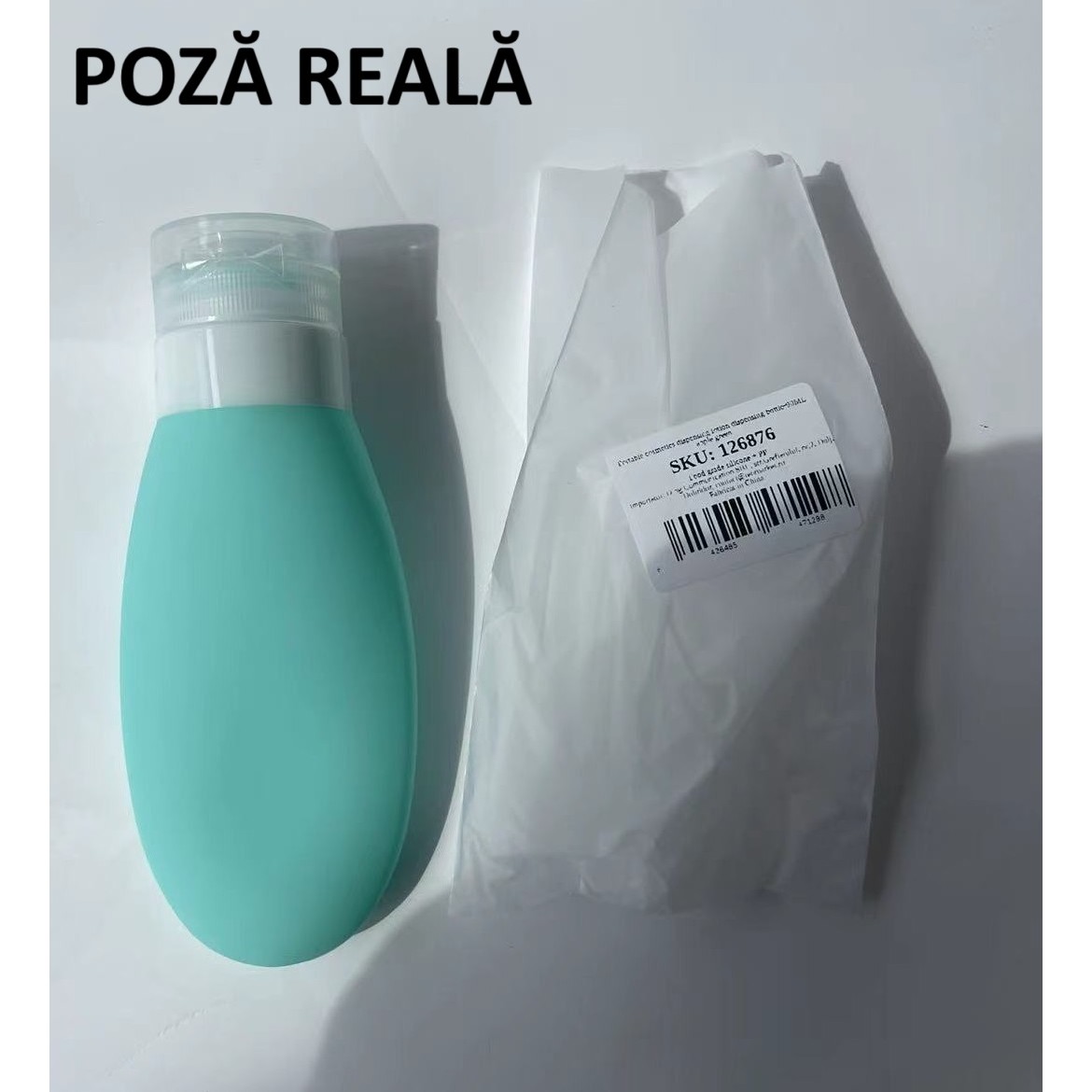 Recipient Portabil din Silicon Elegant de Voiaj, Sticla de Calatorie, Potrivita pentru Lotiune, Sampon si Alte Lichide, Anti-scurgere, cu Posibilitate de Reumplere, Capacitate 90mL, Verde [5]