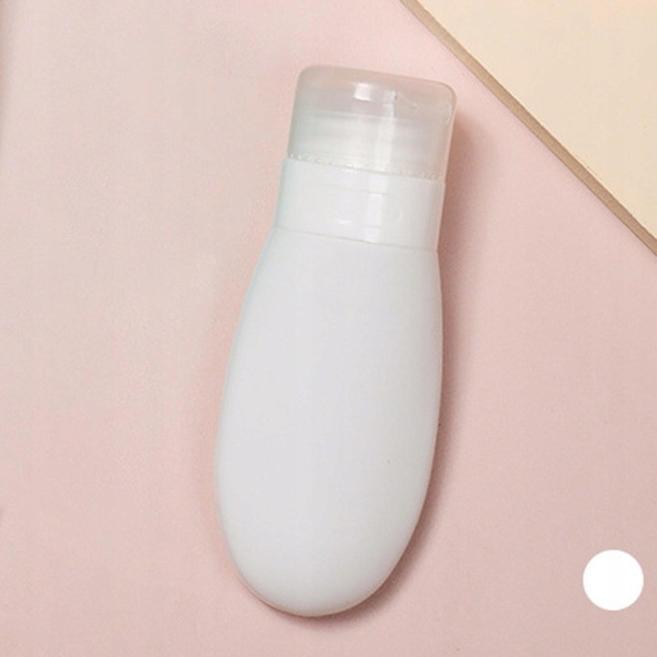 Recipient Portabil din Silicon Elegant de Voiaj, Sticla de Calatorie, Potrivita pentru Lotiune, Sampon si Alte Lichide, Anti-scurgere, cu Posibilitate de Reumplere, Capacitate 90mL, Alb [2]