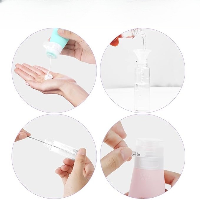 Recipient Portabil din Silicon Elegant de Voiaj, Sticla de Calatorie, Potrivita pentru Lotiune, Sampon si Alte Lichide, Anti-scurgere, cu Posibilitate de Reumplere, Capacitate 90mL, Mov [2]