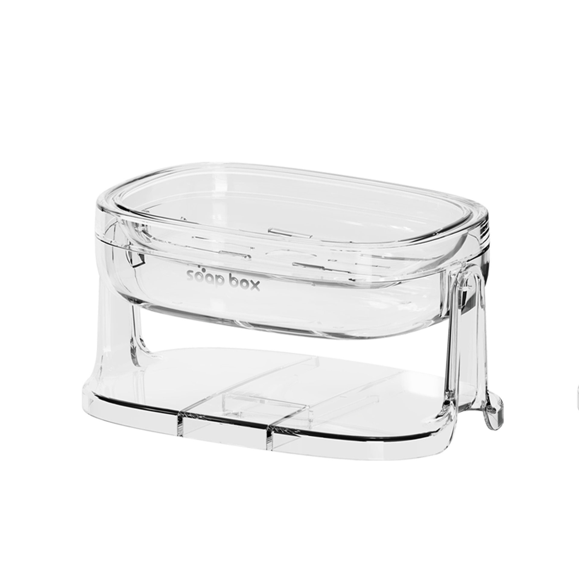 Savoniera cu Suport 2 in 1, Pentru Perete sau Blat, PET, Scurgere Optima, Argintiu Transparent [4]