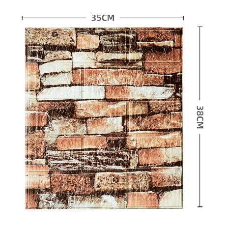 Set 10 Placi Tapet 3D, 35 x 38 cm, Grosime 3 mm, din Polietilena, Model Caramida, Suprafata acoperita 1.33 mp, Piatra Maro [3]