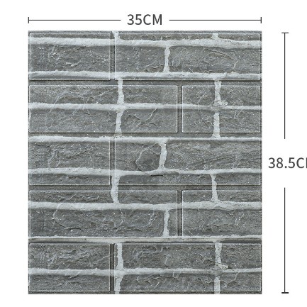 Set 10 Placi Tapet 3D, 35 x 38 cm, Grosime 3 mm, din Polietilena, Model Caramida, Suprafata acoperita 1.33 mp, Gri [1]