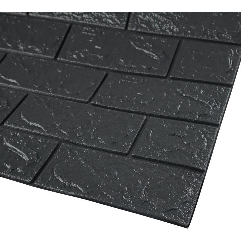 Set 10 Placi Tapet 3D, 35 x 38 cm, Grosime 3 mm, din Polietilena, Model Caramida, Suprafata acoperita 1.33 mp, Negru [4]