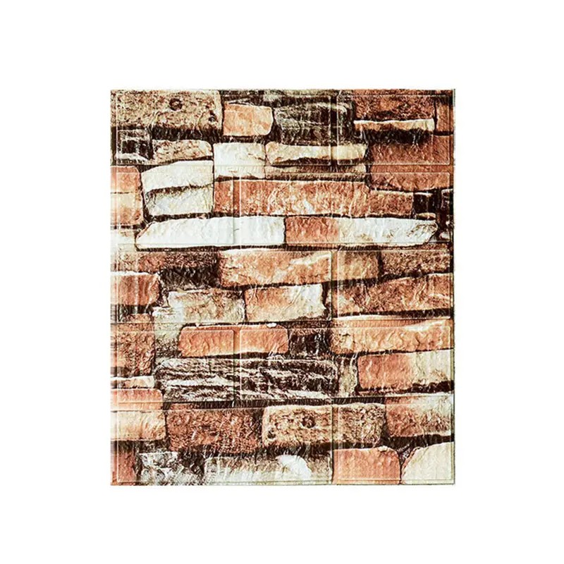 Articole pentru Casa si Curatenie - Set 10 Placi Tapet 3D, 35 x 38 cm, Grosime 3 mm, din Polietilena, Model Caramida, Suprafata acoperita 1.33 mp, Piatra Maro