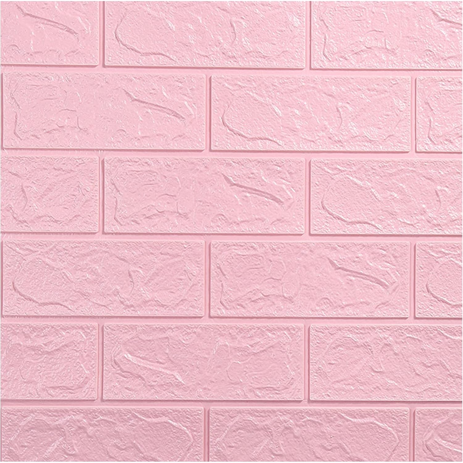 Set 10 Placi Tapet 3D, 35 x 38 cm, Grosime 3 mm, din Polietilena, Model Caramida, Suprafata acoperita 1.33 mp, Roz [5]
