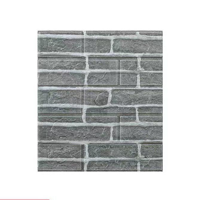 Articole pentru Casa si Curatenie - Set 10 Placi Tapet 3D, 35 x 38 cm, Grosime 3 mm, din Polietilena, Model Caramida, Suprafata acoperita 1.33 mp, Gri