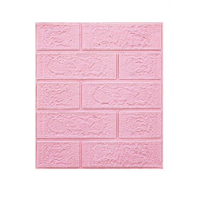 Articole pentru Casa si Curatenie - Set 10 Placi Tapet 3D, 35 x 38 cm, Grosime 3 mm, din Polietilena, Model Caramida, Suprafata acoperita 1.33 mp, Roz