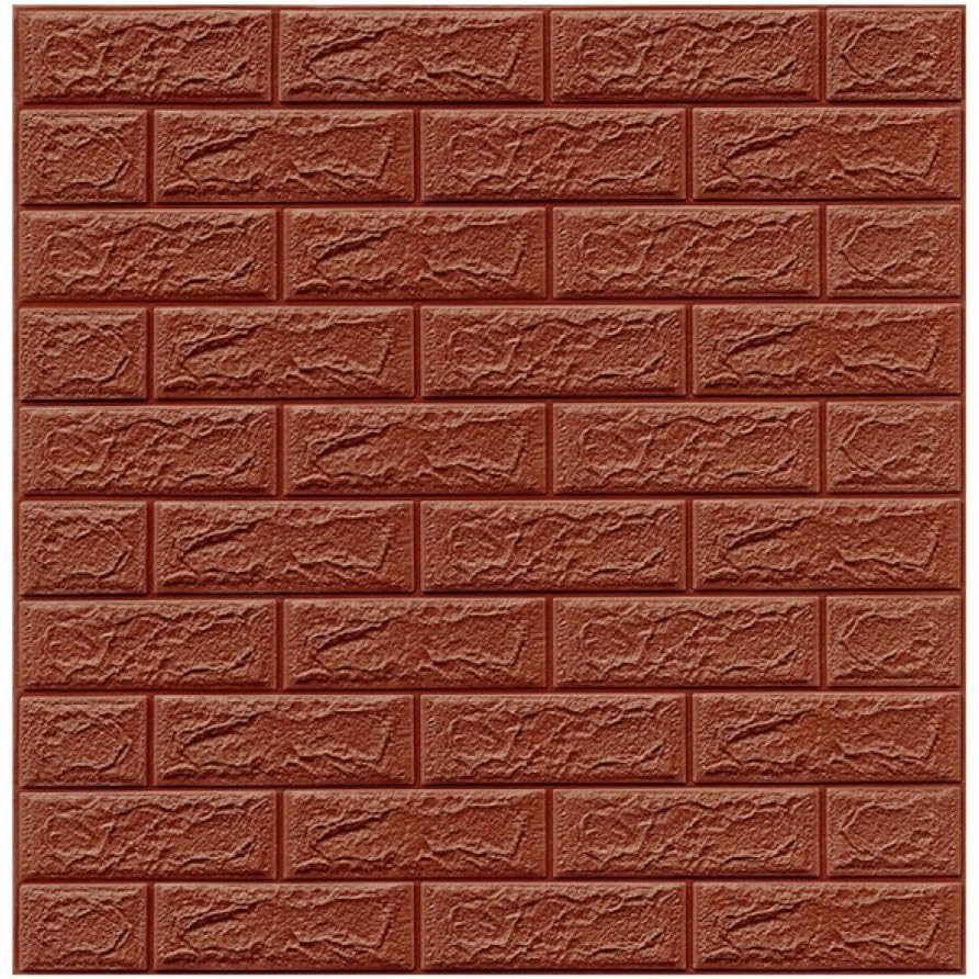 Set 10 Placi Tapet 3D, 35 x 38 cm, Grosime 3 mm, din Polietilena, Model Caramida, Suprafata acoperita 1.33 mp, Maro [1]